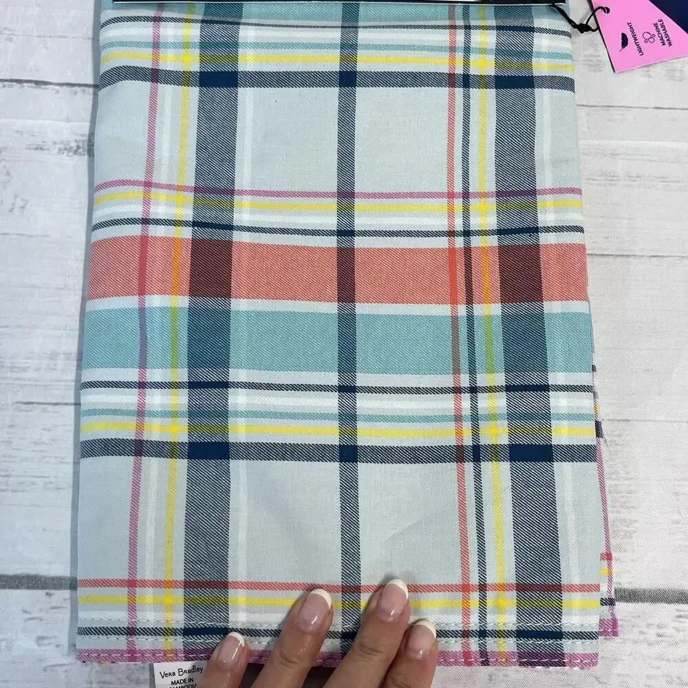 Vera Bradley Table Runner Pastel Plaid Green Yellow Coral Pink Blue 96